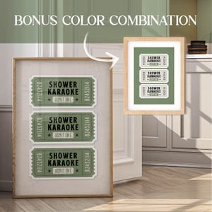 Shower Karaoke Ticket Print Green | Retro Bathroom Wall Art | Funny Aesthetic Poster | Vintage Trendy Decor | Digital Download