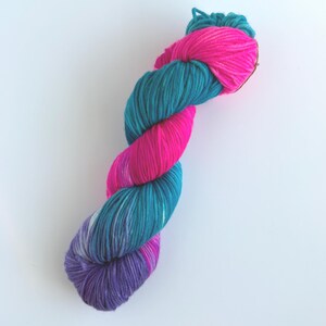 Hand Dyed Yarn, DK Weight, Superwash Merino, Cashmere, and Nylon in Nineties