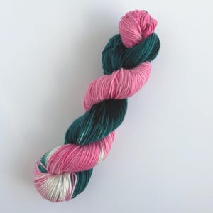 Hand Dyed Yarn, DK Weight, Superwash Merino, Cashmere, and Nylon in Bougie Christmas