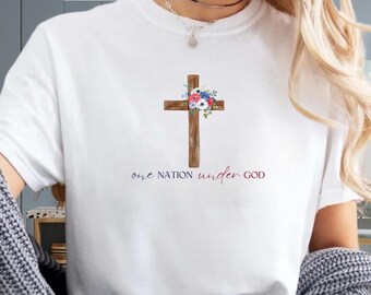 Koszulka patriotyczna, jeden naród pod Bogiem, flaga amerykańska, koszulka z okazji czwartego lipca, czwarty lipca, 4 lipca, Ameryka, koszulka z okazji Dnia Niepodległości