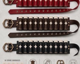 Medieval Larp Healer Belt with bandages 10 pieces