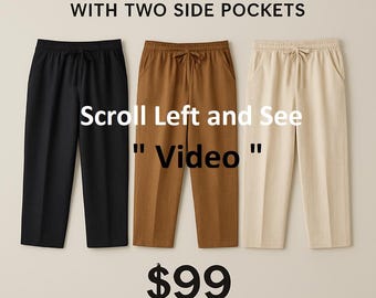 Linen Pants Set of 3 Pants light weight Breathable with 2 side pockets