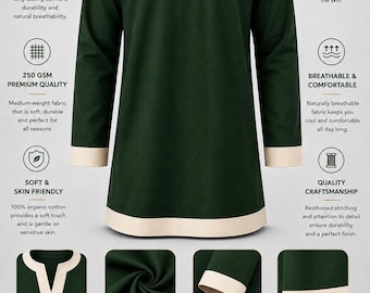Viking Tunic Pure Cotton 250 gsm Norse Inspired Costume long shirt