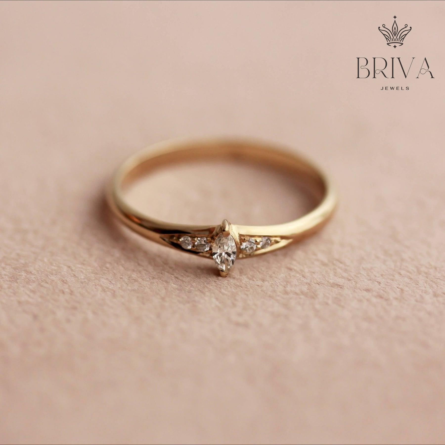 Marquise Moissanite Split Band Ring