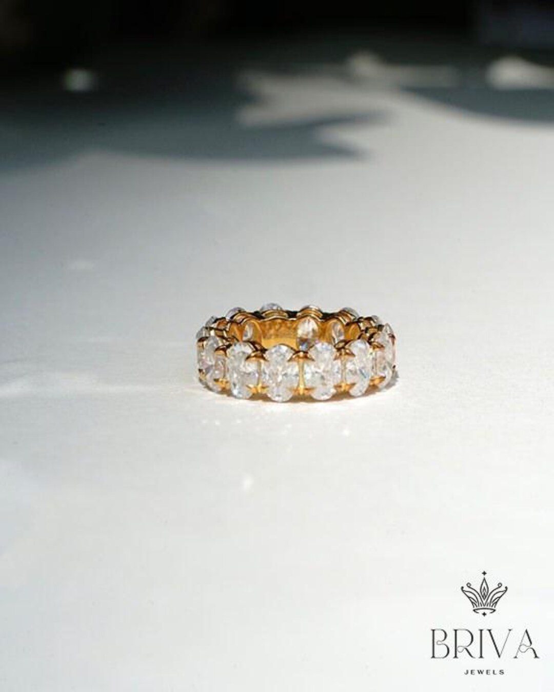Oval Cut Moissanite Eternity Band | Full Eternity Wedding Ring | 14K ...