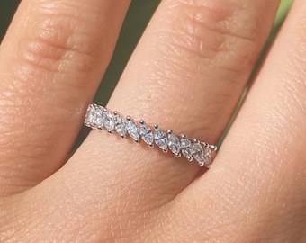 Marquise Diamond Eternity Band | 2 CT Marquise Cut Diamond Ring | Stacking Wedding Band | Dainty Anniversary Jewelry for Her