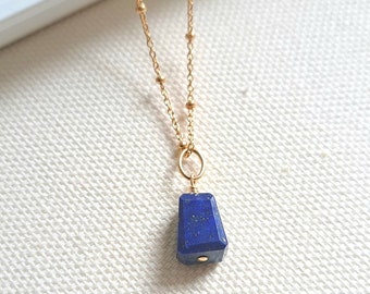 Lapis Lazuli Lola necklace, gold necklace, silver necklace, blue jewellery, September jewellery , Minimalist, handmade jewellery, gift