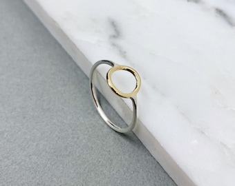 Stacking ring solid Gold and Silver ring, thin silver ring, stacking ring, delicate jewellery, dainty ring, gift