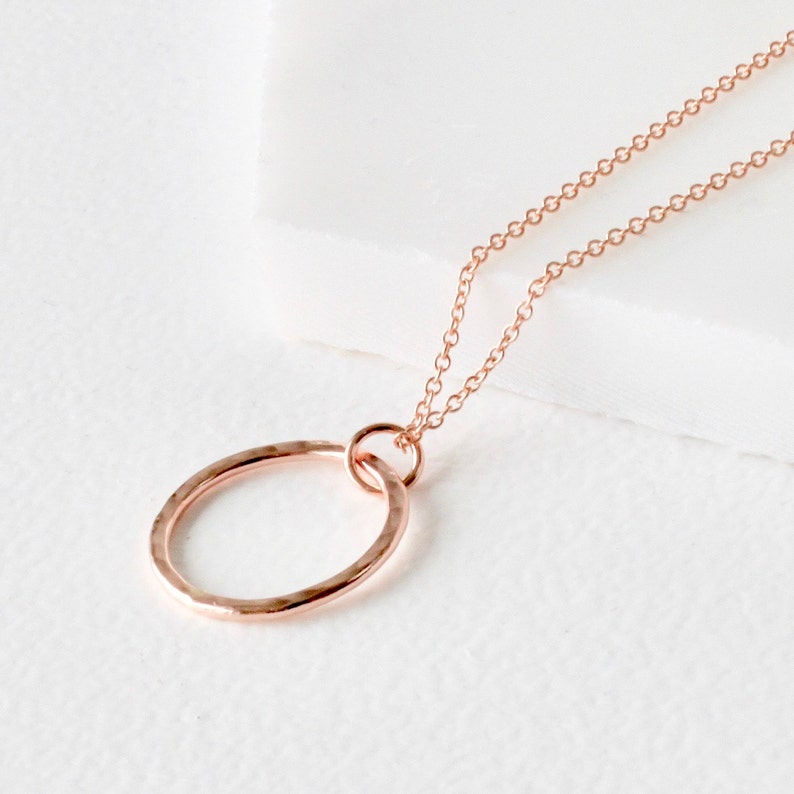 Hammered ring necklace, simple necklace, delicate necklace Minimalist, handmade jewellery, gift image 1