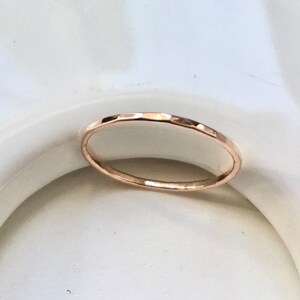 Solid rose 9ct gold 1mm super skinny ring, thin rose gold ring, Minimalist, handmade jewellery, gift image 3