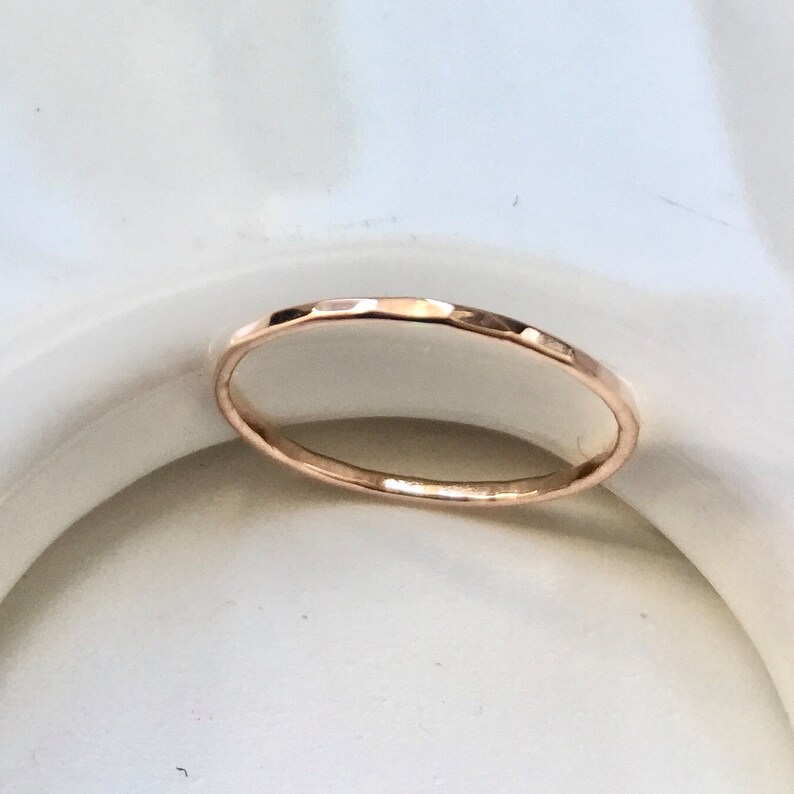Solid rose 9ct gold 1mm super skinny ring, thin rose gold ring, Minimalist, handmade jewellery, gift image 3