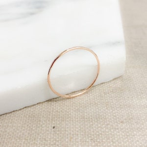 Solid rose 9ct gold 1mm super skinny ring, thin rose gold ring, Minimalist, handmade jewellery, gift image 1