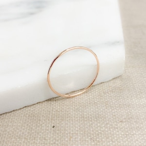Solid rose 9ct gold 1mm super skinny ring, thin rose gold ring, Minimalist, handmade jewellery, gift