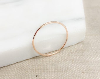 Solid rose 9ct gold 1mm super skinny ring, thin rose gold ring, Minimalist, handmade jewellery, gift