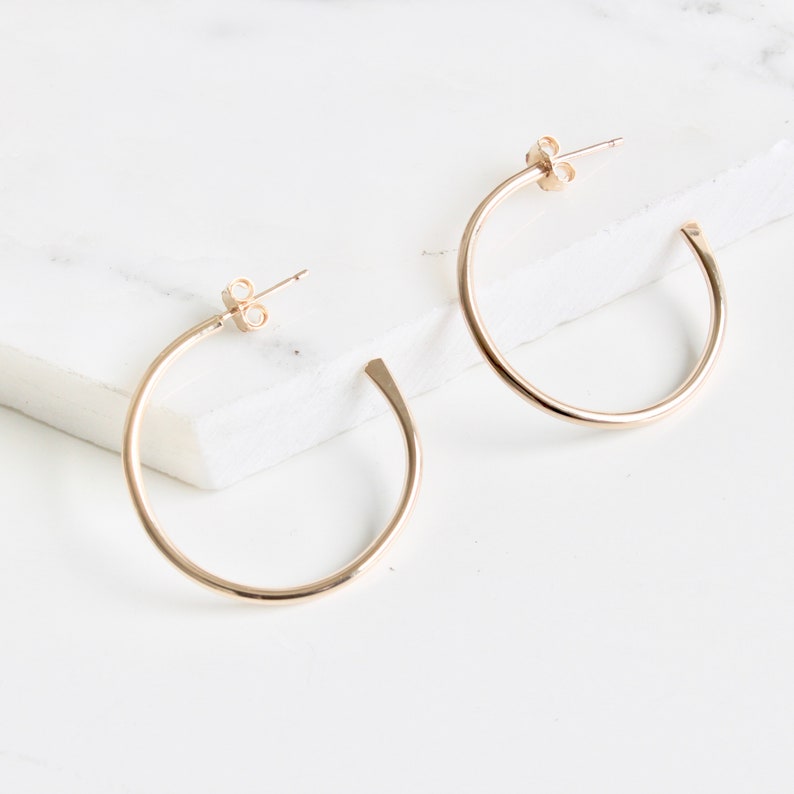 Tapered hoop earrings, plain hoop earrings, tapered hoops, small hoops, Minimalist, handmade jewellery, gift image 1