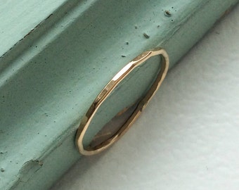 Solid gold 1mm thin ring, real gold ring, dainty ring, Minimalist, handmade jewellery ,gift