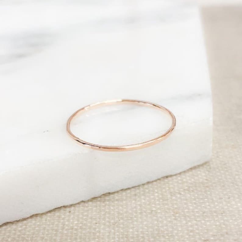 Solid rose 9ct gold 1mm super skinny ring, thin rose gold ring, Minimalist, handmade jewellery, gift image 2