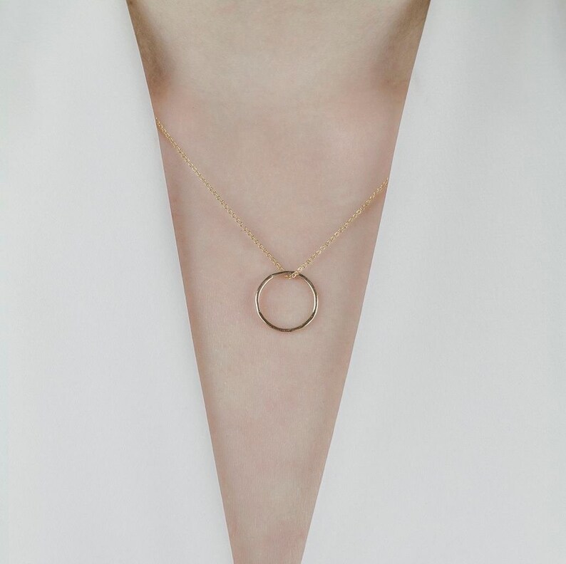 Hammered ring necklace, simple necklace, delicate necklace Minimalist, handmade jewellery, gift image 7