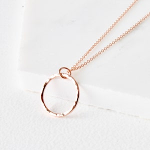 Hammered ring necklace, simple necklace, delicate necklace Minimalist, handmade jewellery, gift image 4