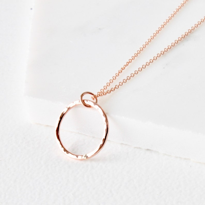 Hammered ring necklace, simple necklace, delicate necklace Minimalist, handmade jewellery, gift image 4