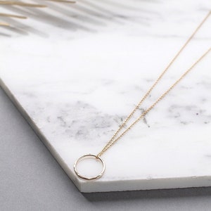 Hammered ring necklace, simple necklace, delicate necklace Minimalist, handmade jewellery, gift image 5