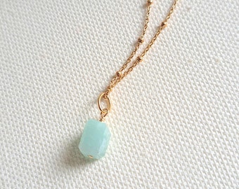 Amazonite Lola necklace, gold necklace, silver necklace, blue  jewellery, birthstone jewellery , dainty, Minimalist, handmade jewellery