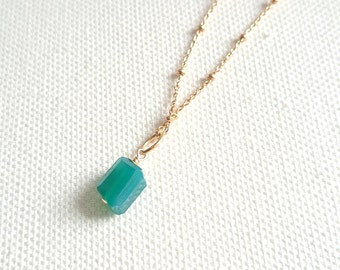 Green Onyx Lola necklace, gold necklace, silver necklace, green jewellery, May birthstone, dainty,  Minimalist, handmade jewelry, handmade