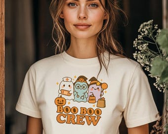 Boo Boo Crew Halloween Nurse T Shirt, Spooky Medical Cotton Graphic Tee