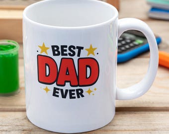 Best Dad Ever Mug Funny Fathers Day Coffee Cup Gift for Dad Ceramic Mug for Him Birthday Gift from Kids Husband Father Kitchen Decor