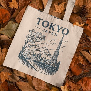 Tokyo Skyline Canvas Tote Bag: Japan Travel Souvenir