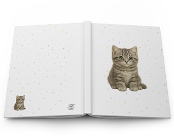 Cute Cat Hardcover Journal for Cat Lovers, Lined Pet-Themed Notebook, Adorable Kitty Gift for Writers, School & Work Journal