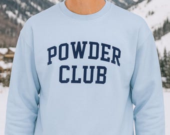 Powder Club Sweatshirt, Gildan 18000 Ski Crewneck, Cozy Winter Après-Ski Top