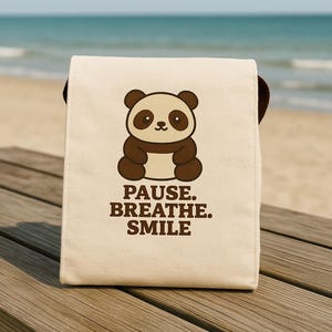 Panda Lunch Bag, Canvas Insulated Snack Tote with Mindful Zen Design