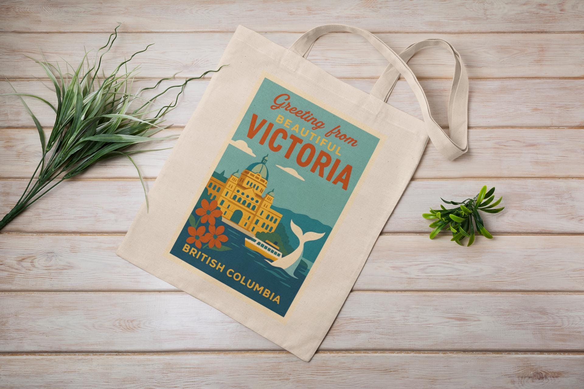 Custom Victoria BC Tote Bag, Canada Travel Gift for Her, City Souvenir Market Bag, Victoria Canvas Tote, Reusable Bag for Daily Use