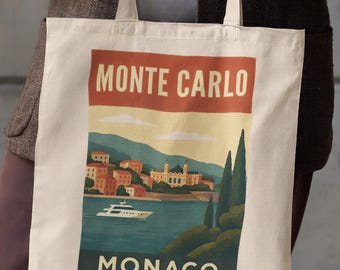 Monaco Monte Carlo Canvas Tote Bag , Yacht Club Beach Bag - Etsy