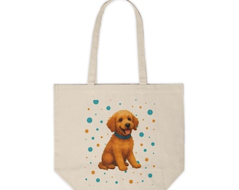 Bolsa de lona reutilizable con estampado de cachorro de labradoodle