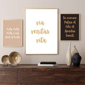 Heilige Bibel Wand Kunst Gold & Weiß Lateinische Christliche Schrift ~ Kalligraphie Druck
