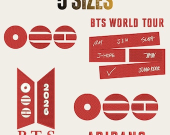 Paquete de diseños de bordado de BTS, logotipos inspirados en el K-Pop (descarga instantánea)