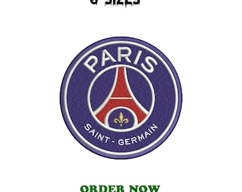 Motif de broderie du logo du PSG | Paris Saint-Germain Football Club (6 tailles)