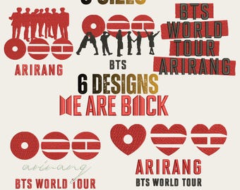 Lot de motifs de broderie BTS | Fichiers de broderie de logo Kpop (téléchargement instantané)
