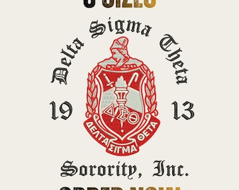 Delta Sigma Theta Embroidery Design, DST Sorority Crest Embroidery File, Greek Letters Embroidery, Sorority Logo Design, 5 Sizes