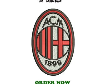 Motif de broderie du logo de l'AC Milan | Fichier club de football, 5 tailles (téléchargement numérique)