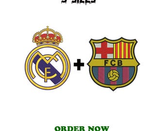 Motif de broderie Barcelone et le Real Madrid | Logos de football (5 tailles)
