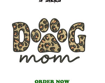 Motif de broderie patte de léopard maman chien (téléchargement instantané)