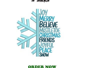 Motif de broderie flocon de neige, fichier de broderie de Noël, 5 tailles, téléchargement immédiat