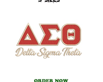 Motif de broderie DST | Lettres grecques Delta Sigma Thêta (5 tailles) (fichier numérique)