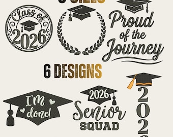 Abschluss-Stickdateien 2026, Abschlussklasse 2026 (Instant Download)