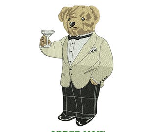 Motif de broderie ours élégant, fichier Machine Tuxedo Bear (téléchargement instantané)