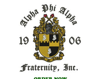Motif de broderie Alpha Phi Alpha 1906 : fichiers Dst, Pes, Jef (5 tailles)