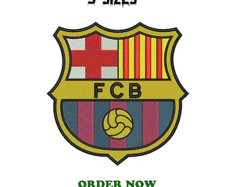 Diseño de bordado del FC Barcelona, escudo de fútbol (5 tamaños)